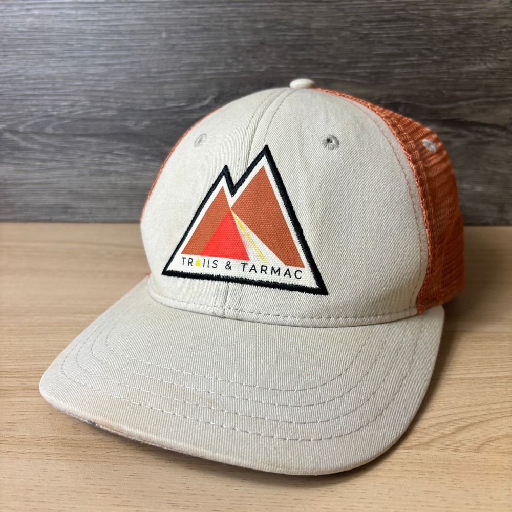 Trails & Tarmac Hat Cap Snapback Beige Orange Castle Crags Wilderness Adjustable